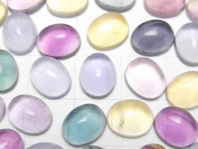 【動画】マルチカラーフローライトAAA オーバル カボション10×8mm 5個 サムネイル2