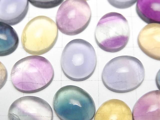 【動画】マルチカラーフローライトAAA オーバル カボション12×10mm 4個 サムネイル2