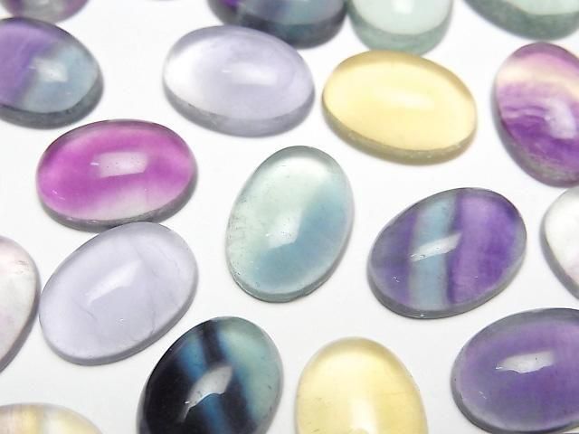 【動画】マルチカラーフローライトAAA オーバル カボション14×10mm 4個の画像