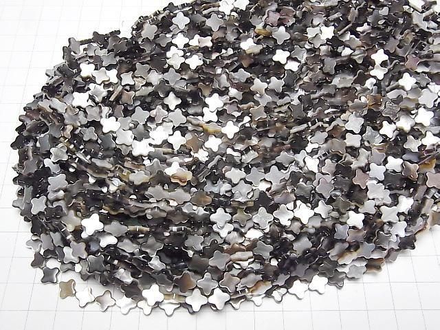 【動画】高品質ブラックシェル(黒蝶貝)AAA フラワーモチーフ8×8mm 半連/1連(約36cm) サムネイル4