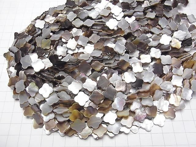 【動画】高品質ブラックシェル(黒蝶貝)AAA フラワーモチーフ12×12mm 半連/1連(約36cm) サムネイル4