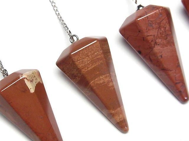 【動画】レッドジャスパー ペンデュラム36×20×20mm チェーン付き 1個の画像