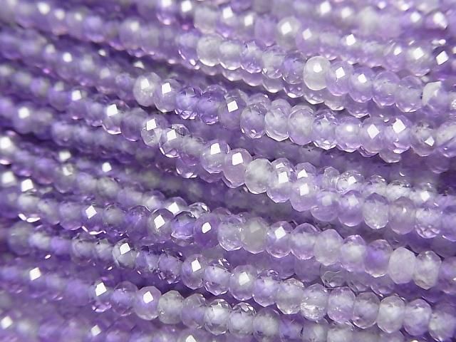 【動画】【素晴らしい輝き】アメジストAAA- ボタンカット3×3×2mm 1連(約36cm)の画像