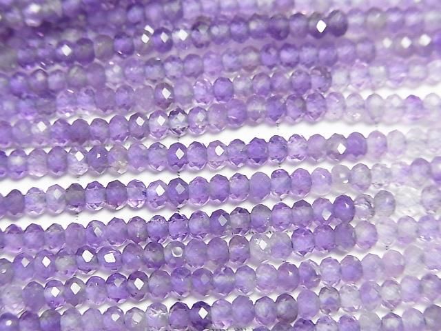 【動画】【素晴らしい輝き】アメジストAAA- ボタンカット3×3×2mm 1連(約36cm) サムネイル2