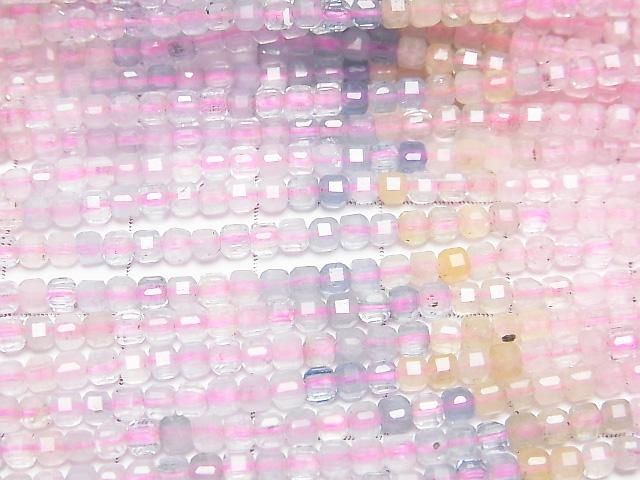 【動画】【素晴らしい輝き】ベリルミックス(マルチカラーアクアマリン)AA++ キューブカット2×2×2mm 1連(約37cm) サムネイル2