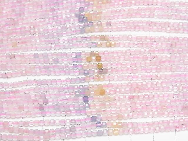 【動画】【素晴らしい輝き】ベリルミックス(マルチカラーアクアマリン)AA++ キューブカット2×2×2mm 1連(約37cm) サムネイル3