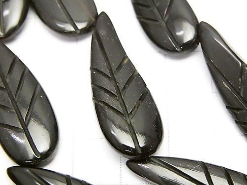 バッファローホーン リーフ(葉っぱ)33×12×5mm ブラック 半連/1連(約36cm) サムネイル2
