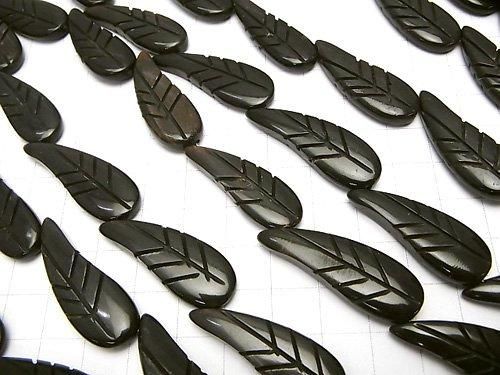 バッファローホーン リーフ(葉っぱ)33×12×5mm ブラック 半連/1連(約36cm) サムネイル3