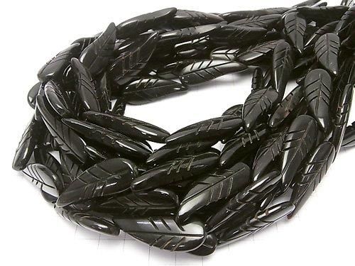 バッファローホーン リーフ(葉っぱ)33×12×5mm ブラック 半連/1連(約36cm) サムネイル4