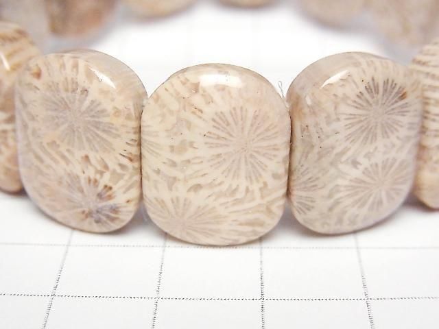 【動画】フォシルコーラル(化石珊瑚) 2つ穴オーバル20×15mm 1連(バングルブレス) サムネイル2