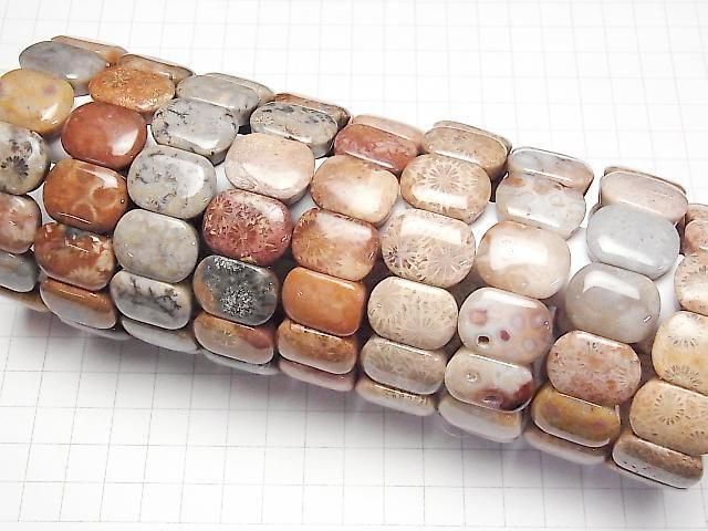 【動画】フォシルコーラル(化石珊瑚) 2つ穴オーバル20×15mm 1連(バングルブレス) サムネイル3