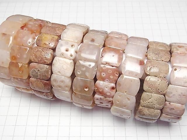 【動画】ピンクコーラルアゲート(化石珊瑚) 2つ穴オーバル17×14mm 1連(バングルブレス) サムネイル3