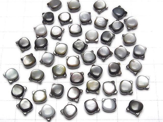 【動画】ブラックシェル(黒蝶貝)AAA 猫モチーフ7×6.5mm 【横穴】 1個 サムネイル4