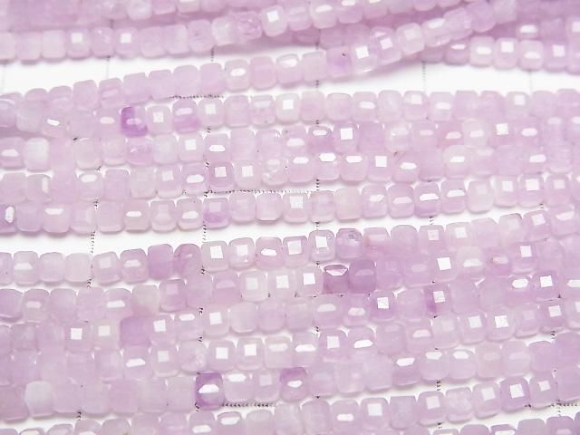 【動画】【素晴らしい輝き】クンツァイトAA++ キューブカット2.5×2.5×2.5mm 1連(約37cm) サムネイル2