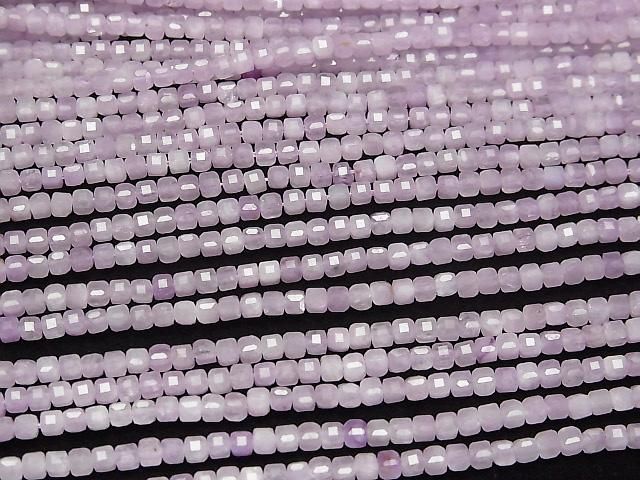 【動画】【素晴らしい輝き】クンツァイトAA++ キューブカット2.5×2.5×2.5mm 1連(約37cm) サムネイル3