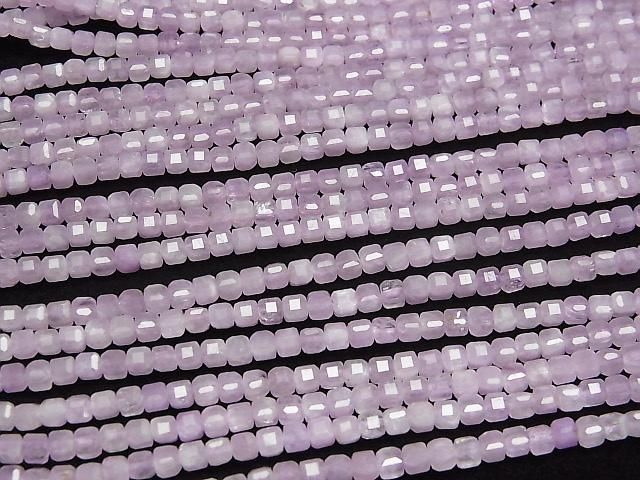 【動画】【素晴らしい輝き】クンツァイトAA++ キューブカット3×3×3mm 半連/1連(約37cm) サムネイル3