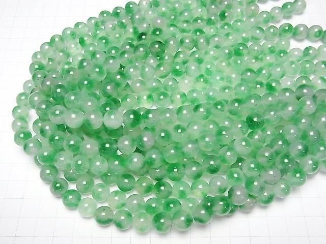 【動画】クリア×グリーンジェード ラウンド10mm 1連(約35cm) サムネイル4