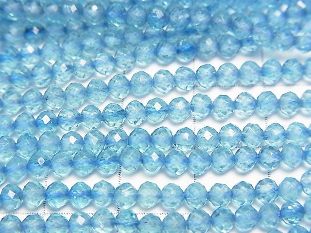【動画】【素晴らしい輝き】ブルーカラートパーズAA+ ラウンド~セミラウンドカット3.5mm 1連(約37cm) サムネイル2