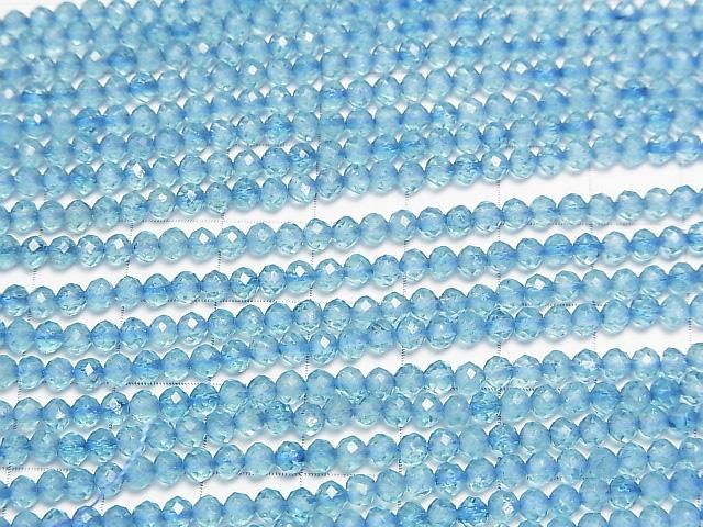 【動画】【素晴らしい輝き】ブルーカラートパーズAA+ ラウンド~セミラウンドカット3.5mm 1連(約37cm) サムネイル3