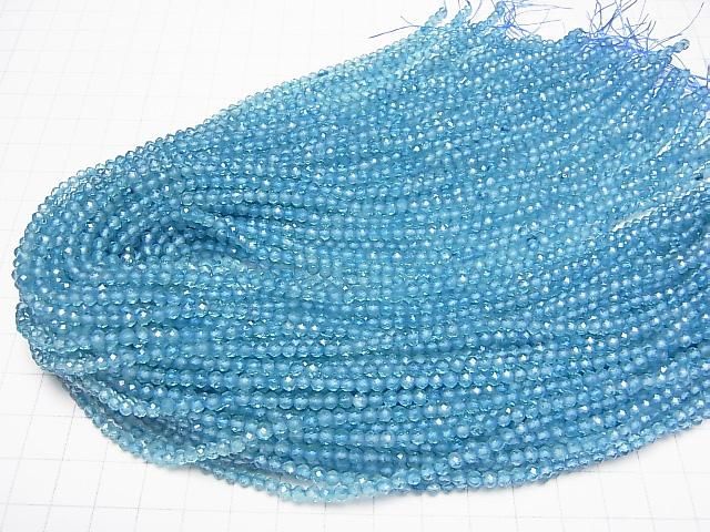 【動画】【素晴らしい輝き】ブルーカラートパーズAA+ ラウンド~セミラウンドカット3.5mm 1連(約37cm) サムネイル4