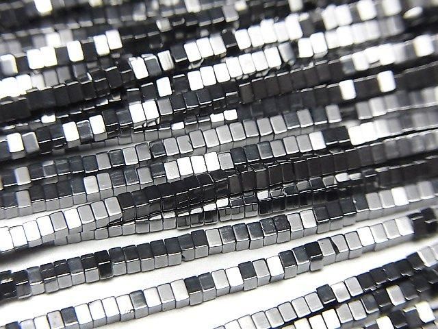 【動画】【素晴らしい輝き】高純度テラヘルツ鉱石 スクエアロンデル(ディスク)1.5×1.5×1mm 1連(約36cm)の画像