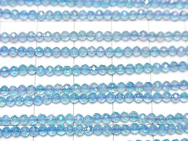 【動画】【素晴らしい輝き】ライトブルーフラッシュクリスタル 極小ラウンドカット2mm 1連(約35cm) サムネイル2