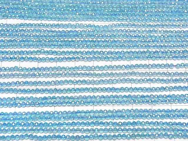 【動画】【素晴らしい輝き】ライトブルーフラッシュクリスタル 極小ラウンドカット2mm 1連(約35cm) サムネイル3