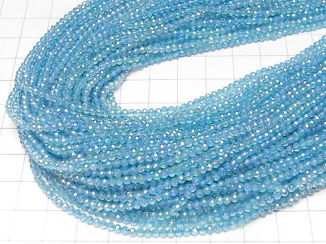 【動画】【素晴らしい輝き】ライトブルーフラッシュクリスタル 極小ラウンドカット2mm 1連(約35cm) サムネイル4