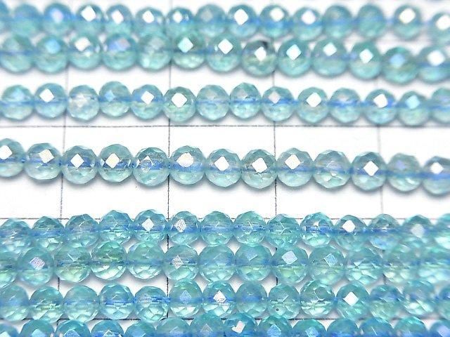 【動画】【素晴らしい輝き】ライトブルーフラッシュクリスタル ラウンドカット3mm 1連(約34cm) サムネイル2