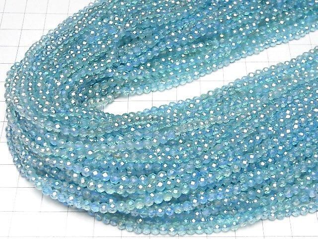 【動画】【素晴らしい輝き】ライトブルーフラッシュクリスタル ラウンドカット3mm 1連(約34cm) サムネイル4