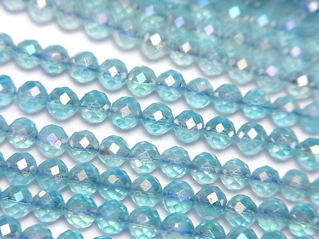 【動画】【素晴らしい輝き】ライトブルーフラッシュクリスタル ラウンドカット4mm 1連(約34cm)の画像