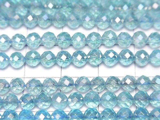 【動画】【素晴らしい輝き】ライトブルーフラッシュクリスタル ラウンドカット4mm 1連(約34cm) サムネイル2