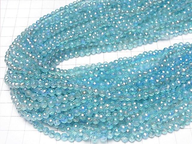 【動画】【素晴らしい輝き】ライトブルーフラッシュクリスタル ラウンドカット4mm 1連(約34cm) サムネイル4
