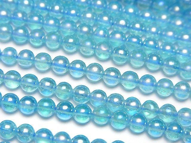 【動画】ライトブルーフラッシュクリスタル ラウンド4mm 1連(約36cm)の画像