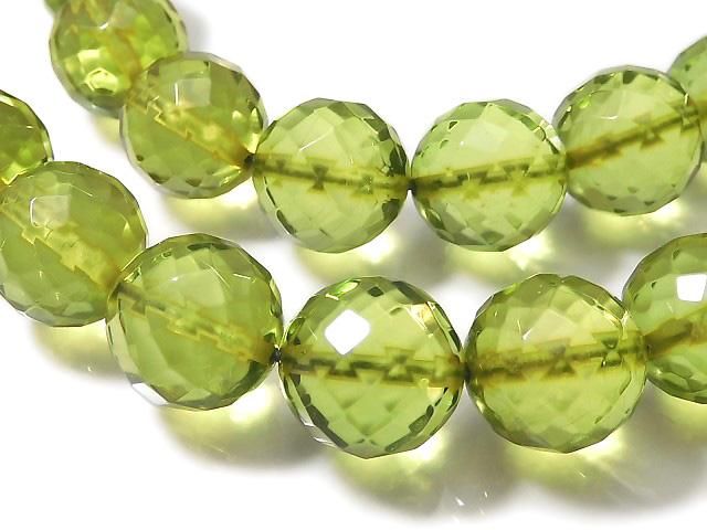 【動画】【1点もの】グリーンアンバーAAA- ラウンドカット10mm 1連 (約39cm) NO.9の画像