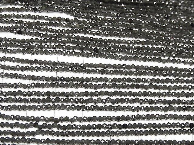 【動画】【素晴らしい輝き】レインボーオブシディアンAAA ラウンドカット2mm 1連(約36cm) サムネイル3