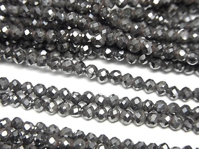 【動画】【素晴らしい輝き】◆磁気入り◆ヘマタイト ラフラウンドカット3mm 1連(約35cm)の画像