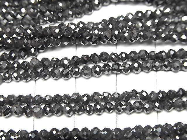 【動画】【素晴らしい輝き】◆磁気入り◆ヘマタイト ラフラウンドカット3mm 1連(約35cm) サムネイル2