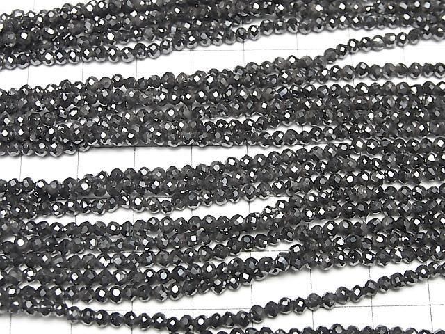 【動画】【素晴らしい輝き】◆磁気入り◆ヘマタイト ラフラウンドカット3mm 1連(約35cm) サムネイル3