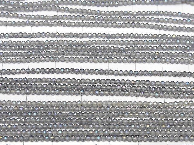 【動画】【素晴らしい輝き】グレーフラッシュクリスタル 極小ラウンドカット2mm 1連(約35cm) サムネイル3