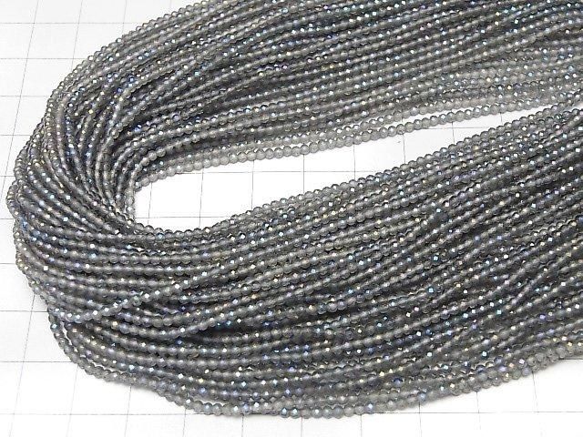 【動画】【素晴らしい輝き】グレーフラッシュクリスタル 極小ラウンドカット2mm 1連(約35cm) サムネイル4