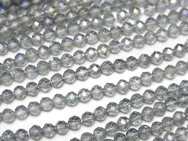 【動画】【素晴らしい輝き】グレーフラッシュクリスタル ラウンドカット3mm 1連(約36cm)の画像