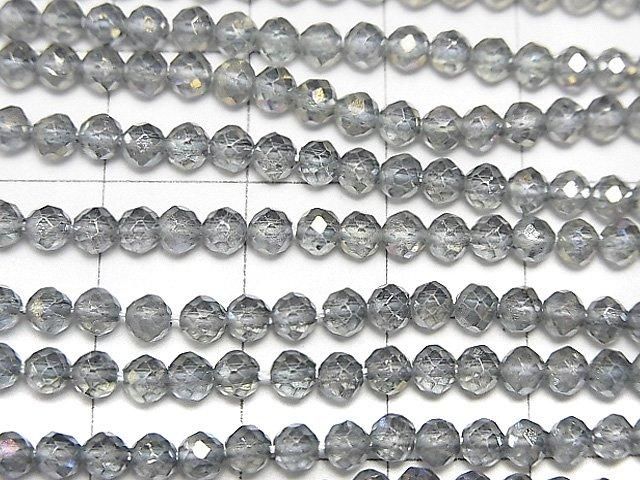 【動画】【素晴らしい輝き】グレーフラッシュクリスタル ラウンドカット3mm 1連(約36cm) サムネイル2