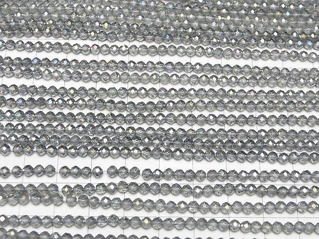 【動画】【素晴らしい輝き】グレーフラッシュクリスタル ラウンドカット3mm 1連(約36cm) サムネイル3
