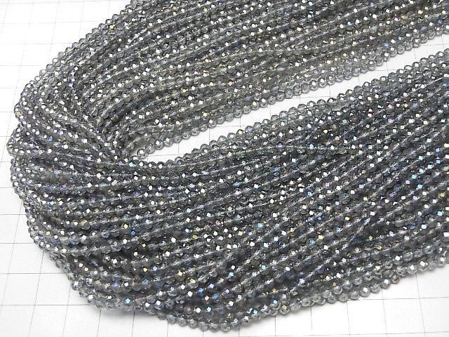 【動画】【素晴らしい輝き】グレーフラッシュクリスタル ラウンドカット3mm 1連(約36cm) サムネイル4
