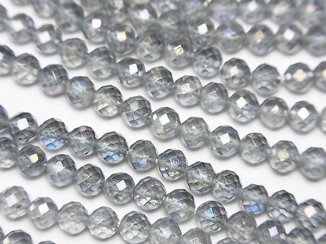 【動画】【素晴らしい輝き】グレーフラッシュクリスタル ラウンドカット4mm 1連(約36cm)の画像