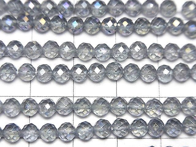 【動画】【素晴らしい輝き】グレーフラッシュクリスタル ラウンドカット4mm 1連(約36cm) サムネイル2