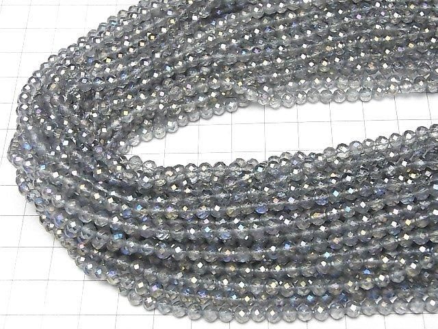 【動画】【素晴らしい輝き】グレーフラッシュクリスタル ラウンドカット4mm 1連(約36cm) サムネイル4