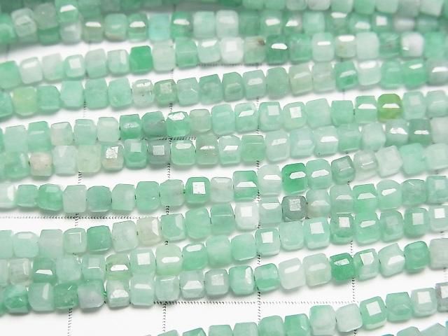 【動画】【素晴らしい輝き】ブラジル産エメラルドAA++ キューブカット2.5×2.5×2.5mm 半連/1連(約37cm) サムネイル2