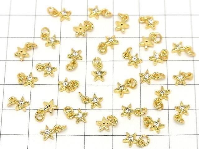 メタルパーツ スターモチーフ チャーム5.5×5.5mm ゴールドーカラー(CZ付) 3個 サムネイル4